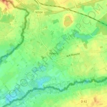 Wiers topographic map, elevation, terrain