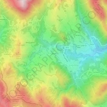 Castello topographic map, elevation, terrain
