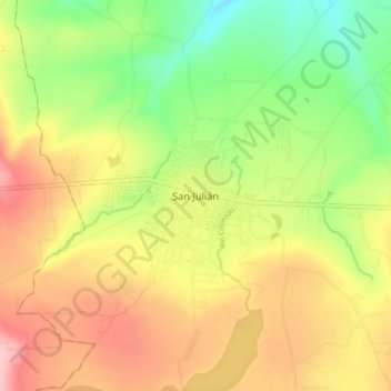 San Julián topographic map, elevation, terrain
