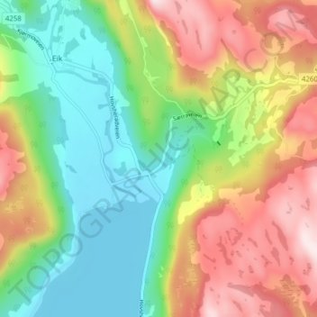 Handeland topographic map, elevation, terrain
