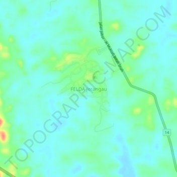 FELDA Jerangau topographic map, elevation, terrain