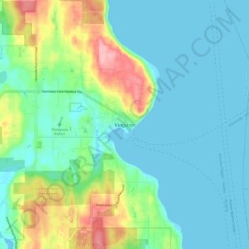 Kingston topographic map, elevation, terrain