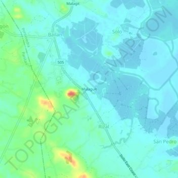 Malaguit topographic map, elevation, terrain