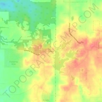 Cleary topographic map, elevation, terrain