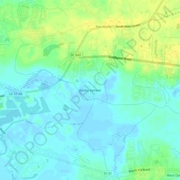 Ashley Retreat topographic map, elevation, terrain