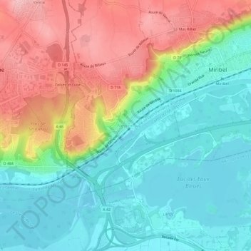 Neyron topographic map, elevation, terrain