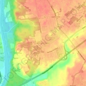 Richmond Heights topographic map, elevation, terrain