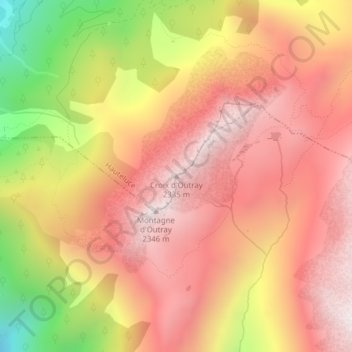 Croix d'Outray topographic map, elevation, terrain