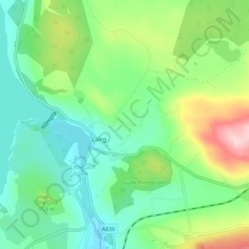 Lairg Muir topographic map, elevation, terrain