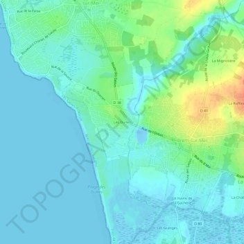 Les Dunes topographic map, elevation, terrain