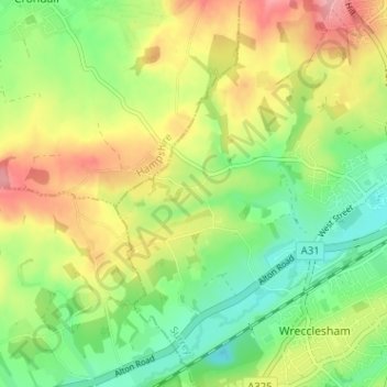 Dippenhall topographic map, elevation, terrain