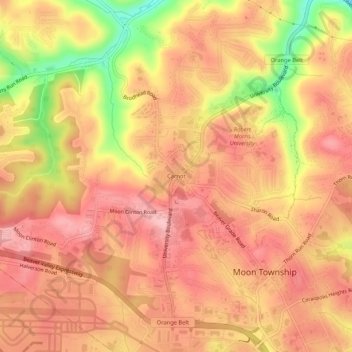 Carnot topographic map, elevation, terrain