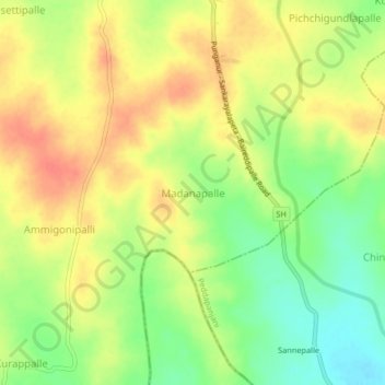 Madanapalle topographic map, elevation, terrain