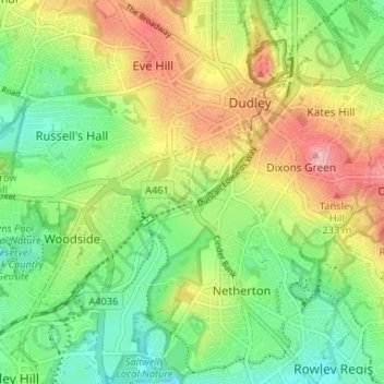 Blower's Green topographic map, elevation, terrain