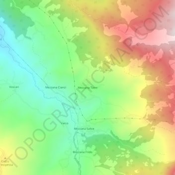 Mezzana Torre topographic map, elevation, terrain