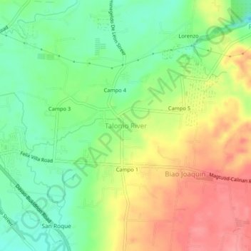Talomo River topographic map, elevation, terrain