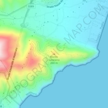 Monte Saraceno topographic map, elevation, terrain