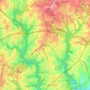 Colesville topographic map, elevation, terrain