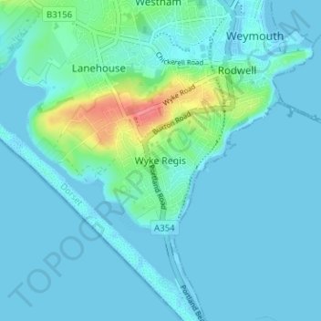 Wyke Regis topographic map, elevation, terrain