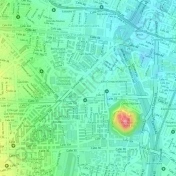 Unicentro topographic map, elevation, terrain