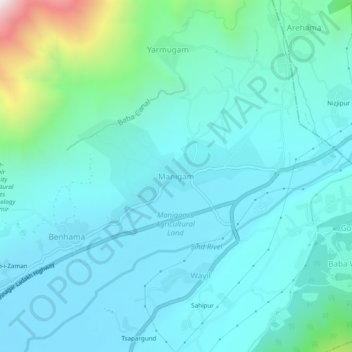 Manigam topographic map, elevation, terrain