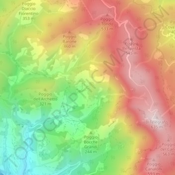 Fonte del Romito topographic map, elevation, terrain
