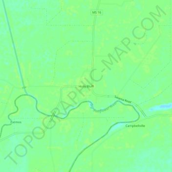 Holly Bluff topographic map, elevation, terrain