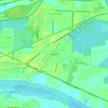 Rose City topographic map, elevation, terrain