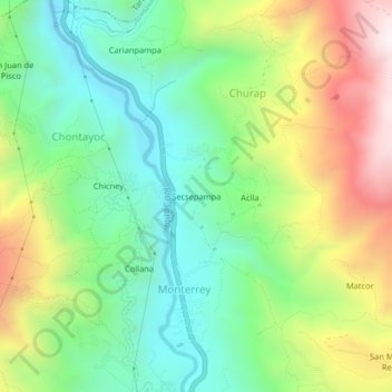 Secsepampa topographic map, elevation, terrain