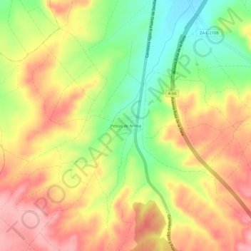 Peleas de Arriba topographic map, elevation, terrain