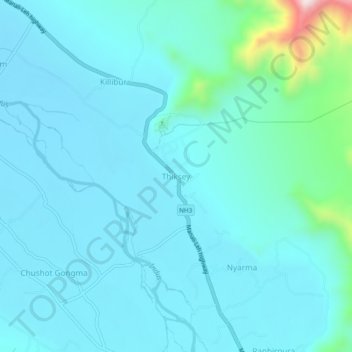 Thiksey topographic map, elevation, terrain