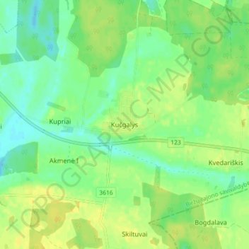 Kučgalys topographic map, elevation, terrain