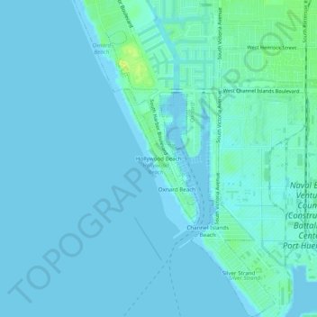 Hollywood Beach topographic map, elevation, terrain
