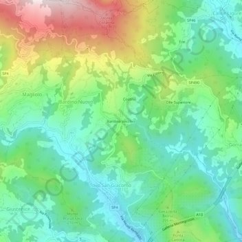 Bardino Vecchio topographic map, elevation, terrain