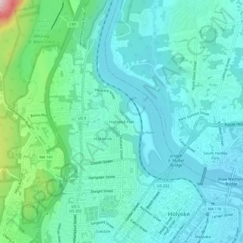 Highland Park topographic map, elevation, terrain