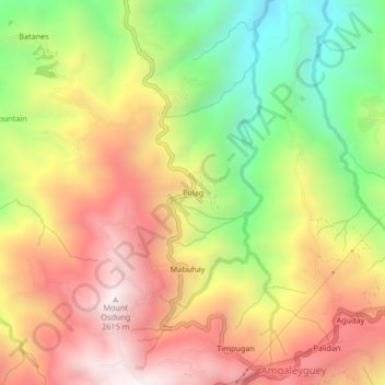 Pulag topographic map, elevation, terrain