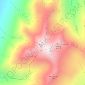 Ben Starav topographic map, elevation, terrain