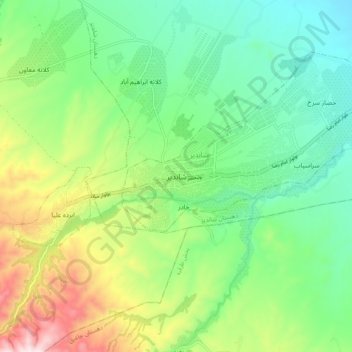 Shandiz topographic map, elevation, terrain