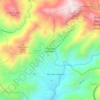 Comunidad Vertedero topographic map, elevation, terrain
