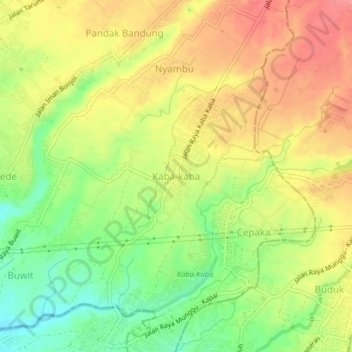 Kaba-kaba topographic map, elevation, terrain