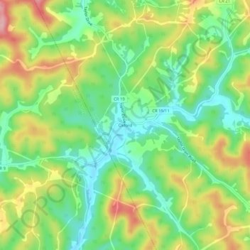 Oxford topographic map, elevation, terrain