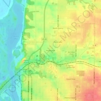 Northridge topographic map, elevation, terrain
