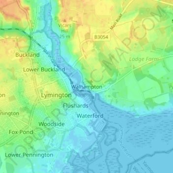 Walhampton topographic map, elevation, terrain