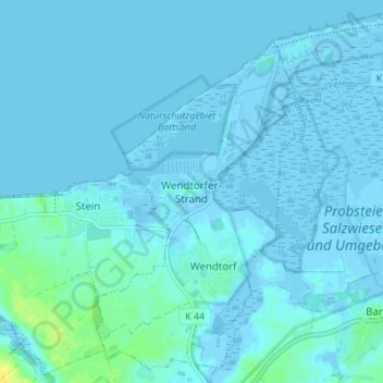 Wendtorfer-Strand topographic map, elevation, terrain