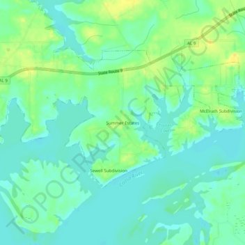 Summer Estates topographic map, elevation, terrain