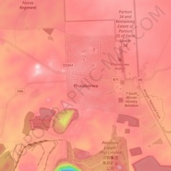 Phalaborwa topographic map, elevation, terrain