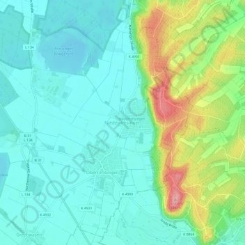 Niederrimsingen topographic map, elevation, terrain