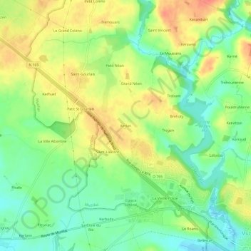 Kerlan topographic map, elevation, terrain