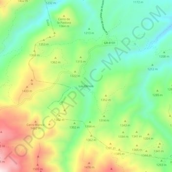 Los Olmos topographic map, elevation, terrain