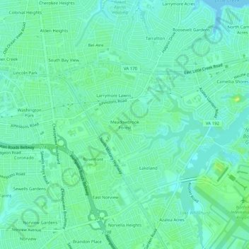 Meadowbrook Forest topographic map, elevation, terrain